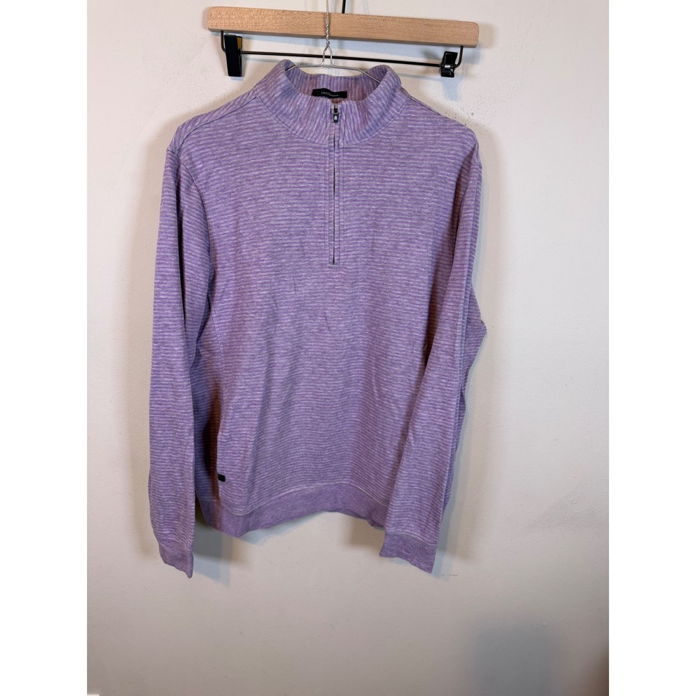 Turtleson Mens Quarter Zip Pullover Striped Purple Size M